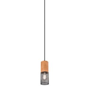 Lampa wisząca czarna-jasne drewno TOSH 1xE27x40W wym: 150x10x10 cm Trio 850191
