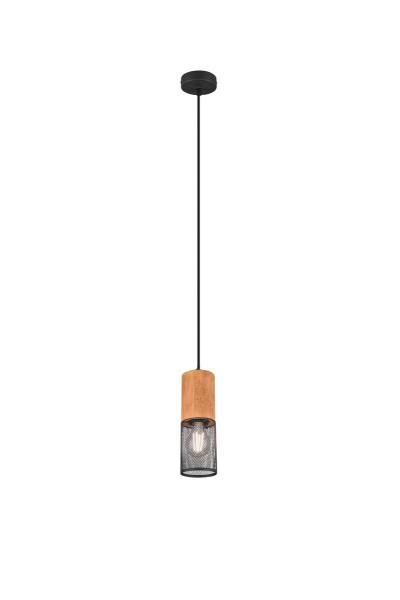 Lampa wisząca czarna-jasne drewno TOSH 1xE27x40W wym: 150x10x10 cm Trio 850191