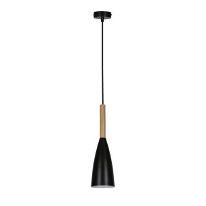 Lampa wisząca czarna-jasne drewno TROSA 1xE27x40W Candellux 924013