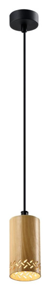 Lampa wisząca czarna-jasne drewno TUBO 1xGU10x25W wym: 90x7x7 cm Candellux 924144
