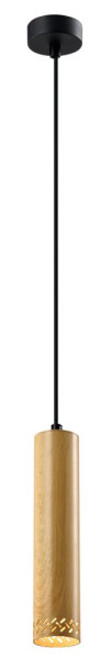 Lampa wisząca czarna-jasne drewno TUBO 1xGU10x25W wym: 90x7x7 cm Candellux 924033
