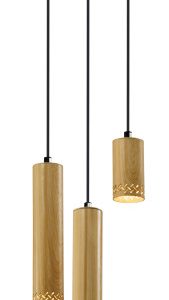 Lampa wisząca czarna-jasne drewno TUBO 3xGU10x25W Candellux 924022
