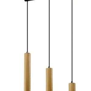 Lampa wisząca czarna-jasne drewno TUBO 3xGU10x25W wym: 90x46x6 cm Candellux 924121