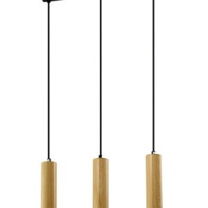 Lampa wisząca czarna-jasne drewno TUBO 3xGU10x25W wym: 90x46x6 cm Candellux 858063