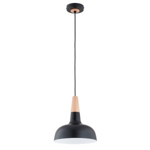 Lampa wisząca czarna-jasne drewno-złota RODOS 1xE27x15W Alfa 836314