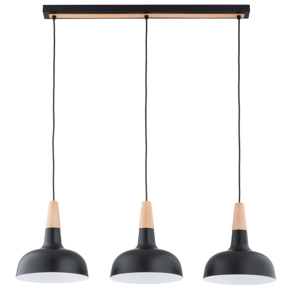 Lampa wisząca czarna-jasne drewno-złota RODOS 3xE27x15W Alfa 836192