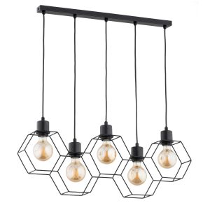 Lampa wisząca czarna KOMBI 5xE27x15W wym: 80x9x75 cm Alfa 837937 Lampa wisząca czarna KOMBI 5xE27x15W wym: 80x9x75 cm Alfa 837937