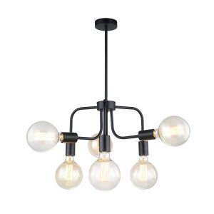 Lampa wisząca czarna Kristy 6xE27x60W wym: 55x42x42 cm Italux 860101 Lampa wisząca czarna Kristy 6xE27x60W wym: 55x42x42 cm Italux 860101
