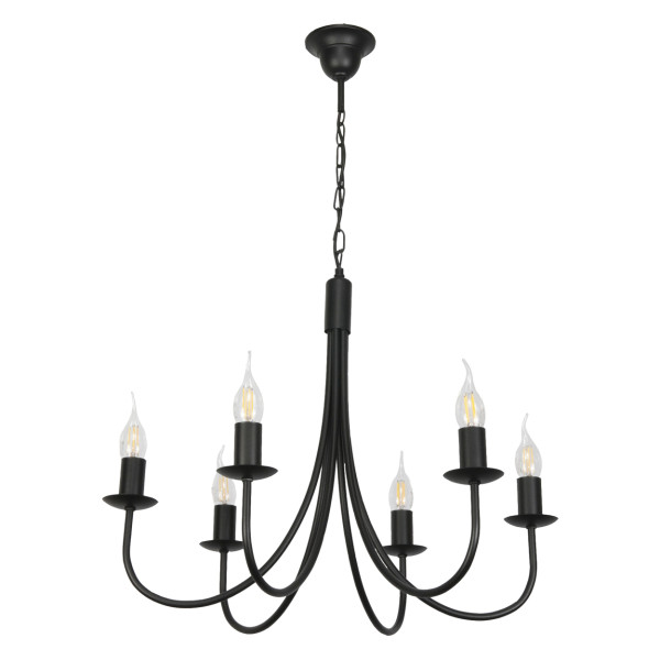 Lampa wisząca czarna loft do kuchni EDYLIT 6xE14 LUMEN NEGRO 14-886 1048827