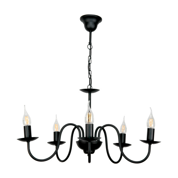 Lampa wisząca czarna loft do salonu EDYLIT 5xE14 KANDELE 15-510 1048899