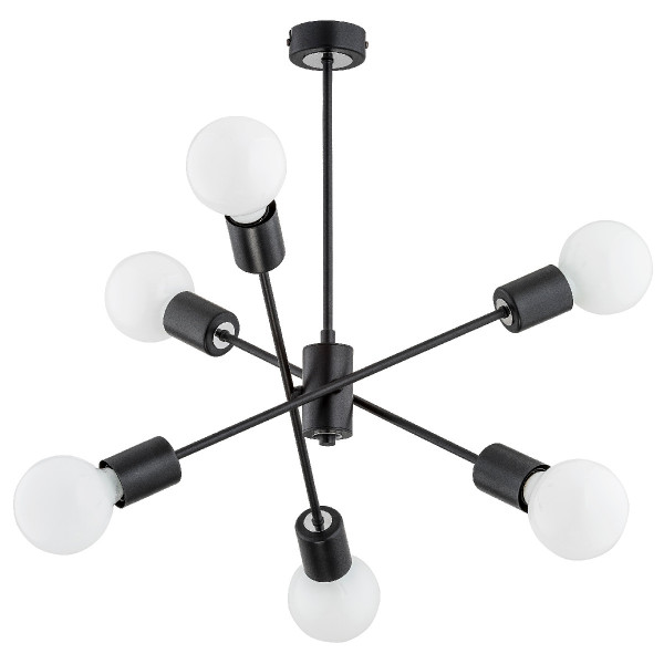 Lampa wisząca czarna MADI 6xE27x15W wym: 50x46x46 cm Alfa 837884