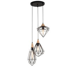 Lampa wisząca czarna Maelle 3xE27x40W wym: 120x45x45 cm Italux 856274 Lampa wisząca czarna Maelle 3xE27x40W wym: 120x45x45 cm Italux 856274
