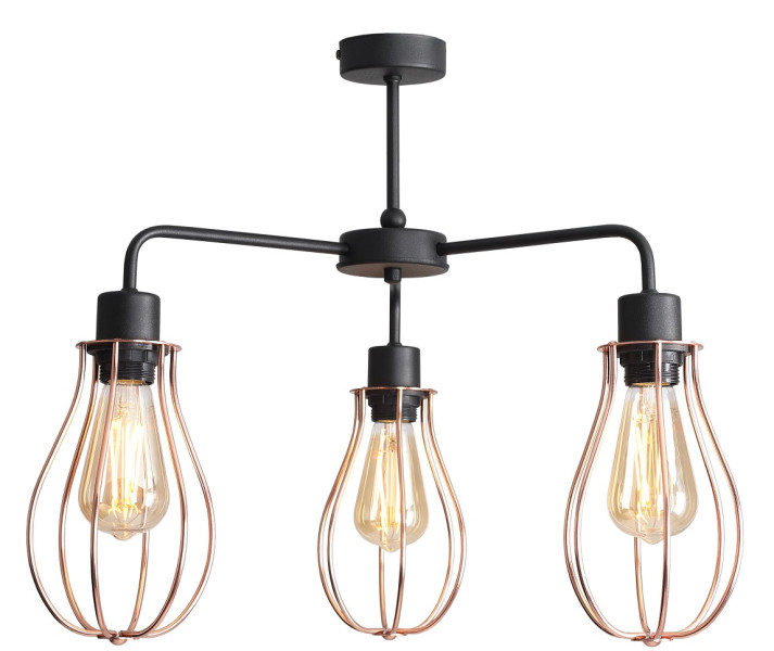 Lampa wisząca czarna-mosiądz ALLEGRA 3xE27x60W wym: 73x56x56 cm Aldex 841878