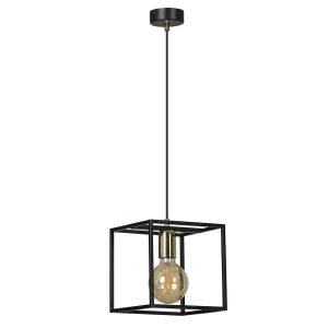 Lampa wisząca czarna-mosiądz KARMEN 1xE27x15W wym: 100x15x15 cm Emibig 860144