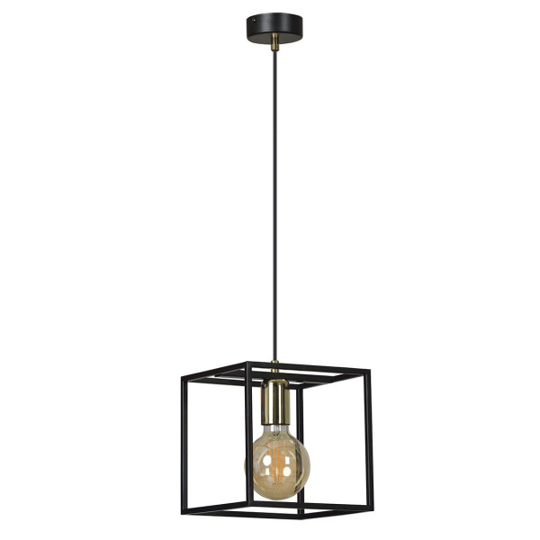 Lampa wisząca czarna-mosiądz KARMEN 1xE27x15W wym: 100x15x15 cm Emibig 860144
