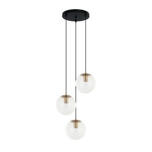 Lampa wisząca czarna-mosiądz-przezroczysty SARPO 3xE27x40W Italux 845855