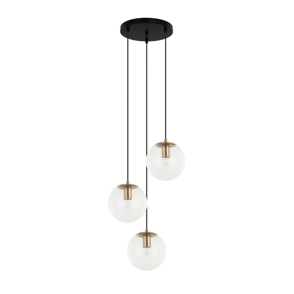 Lampa wisząca czarna-mosiądz-przezroczysty SARPO 3xE27x40W Italux 845855