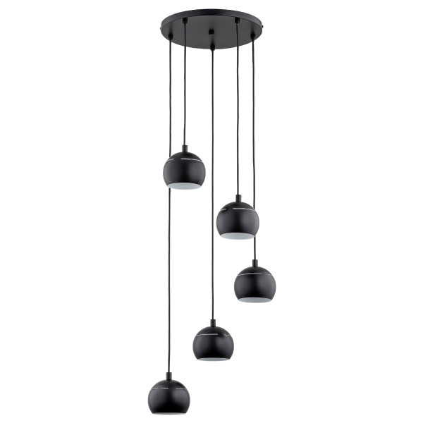 Lampa wisząca czarna PLUS 5xE14x10W wym: 115x40x40 cm Alfa 837361