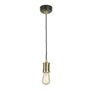 Lampa wisząca czarna-polerowany mosiądz Douille 1xE27x60W Elstead 850247