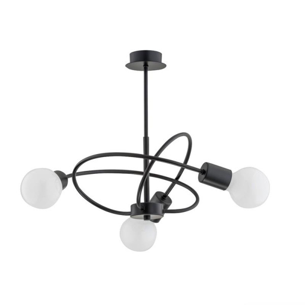 Lampa wisząca czarna PULVERIT 3xE27x60W wym: 43x45x45 cm Alfa 836007