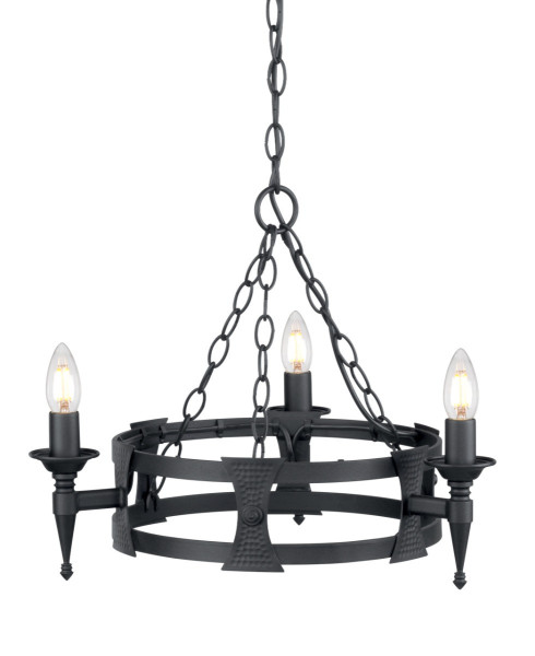Lampa wisząca czarna Saxon 3xE14x60W wym: 96x52x52 cm Elstead 849286