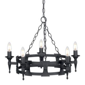 Lampa wisząca czarna Saxon 5xE14x60W wym: 182x60x60 cm Elstead 849388 Lampa wisząca czarna Saxon 5xE14x60W wym: 182x60x60 cm Elstead 849388