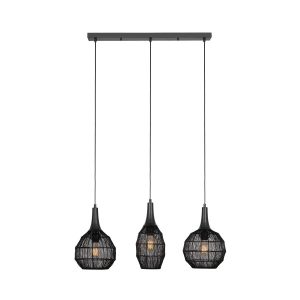 Lampa wisząca czarna SORAYA 3xE27x10W wym: 150x86x26 cm Trio 841807 Lampa wisząca czarna SORAYA 3xE27x10W wym: 150x86x26 cm Trio 841807