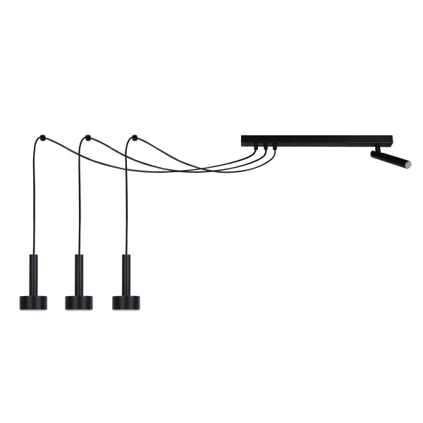 Lampa wisząca czarna STAMP 4xGX53x15W wym: 150x50x15 cm Sigma Lighting 836153