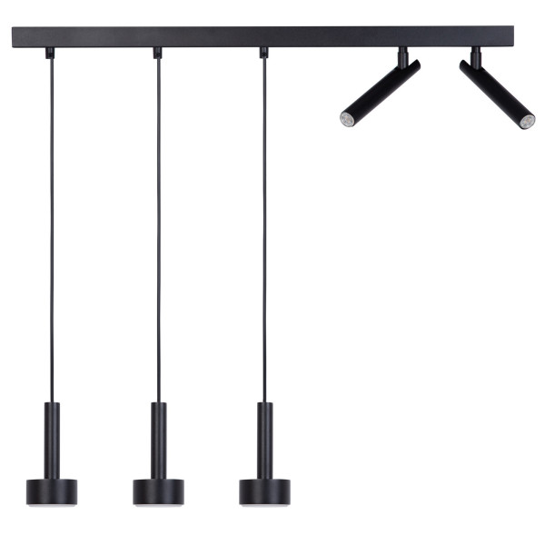 Lampa wisząca czarna STAMP 5xGX53x15W wym: 100x80x15 cm Sigma Lighting 835997