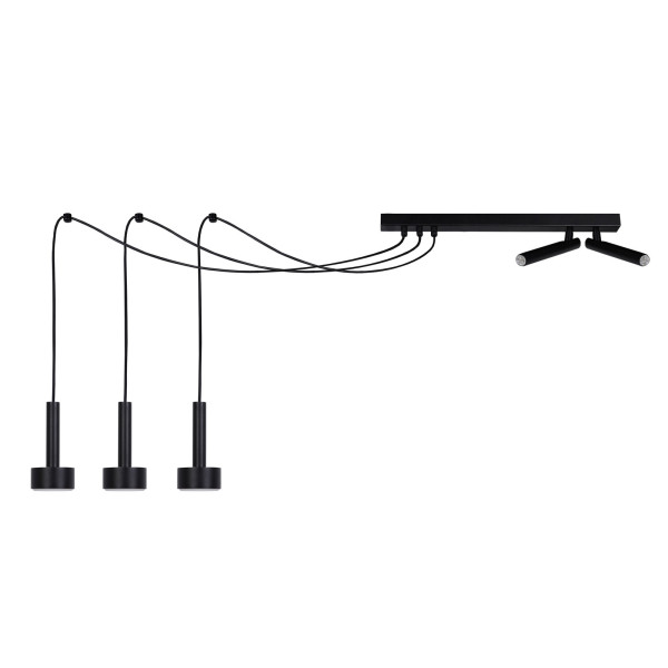 Lampa wisząca czarna STAMP 5xGX53x15W wym: 150x50x15 cm Sigma Lighting 835907