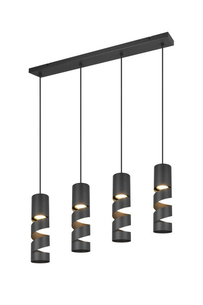 Lampa wisząca czarna STREAM 4xGU10x10W wym: 150x80x9 cm Trio 837793