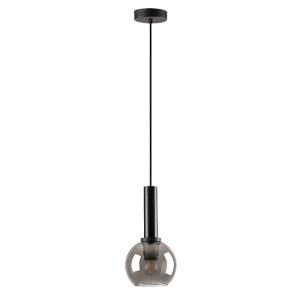 Lampa wisząca czarna-szkło dymne Centio 1xE27x40W wym: 120x15x15 cm Rabalux 953227