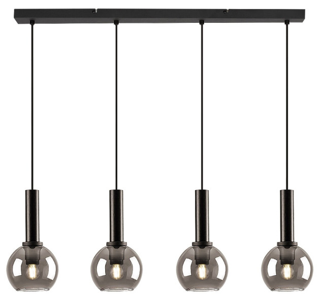 Lampa wisząca czarna-szkło dymne Centio 4xE27x40W wym: 120x78x15 cm Rabalux 851467