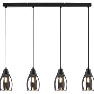 Lampa wisząca czarna-szkło dymne Ilmari 4xE27x15W wym: 120x72x10 cm Rabalux 851339