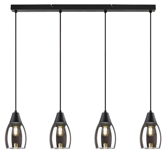 Lampa wisząca czarna-szkło dymne Ilmari 4xE27x15W wym: 120x72x10 cm Rabalux 851339