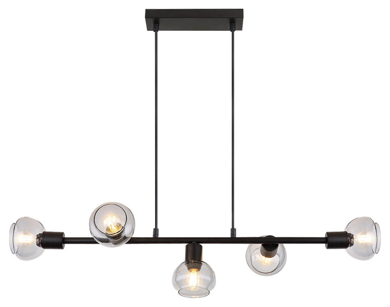 Lampa wisząca czarna-szkło dymne Sullivan 5xE14x40W Rabalux 851485