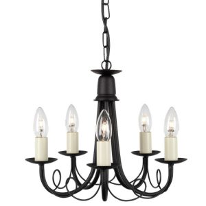 Lampa wisząca czarna-złota patyna Minster 5xE14x60W Elstead 849507