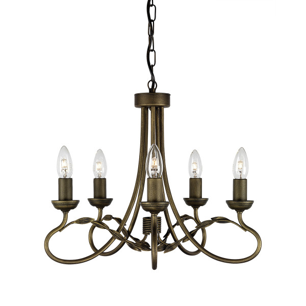 Lampa wisząca czarna-złota patyna Olivia 5xE14x60W Elstead 847364