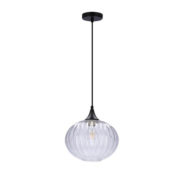 Lampa wisząca czarno-bezbarwny EXETER 1xE27x40W wym: 90x24x24 cm Candellux 924085