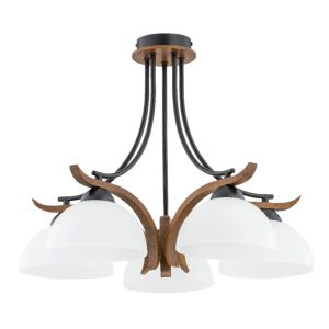 Lampa wisząca czarno-biała-ciemne drewno BAFIA 5xE27x15W Alfa 861029 Lampa wisząca czarno-biała-ciemne drewno BAFIA 5xE27x15W Alfa 861029