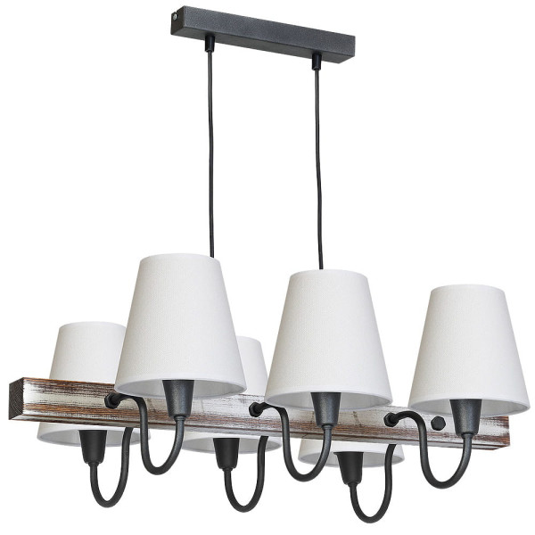 Lampa wisząca czarno-biała-ciemne drewno THOR 6xE14x40W Aldex 860165