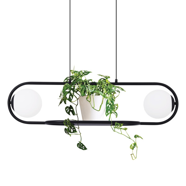 Lampa wisząca czarno-biała FINESTRA 2xE27x40W wym: 80x93x16 cm Kaja 854781