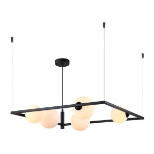 Lampa wisząca czarno-biała Gareth 5xG9x25W wym: 90x60x60 cm Italux 859953 Lampa wisząca czarno-biała Gareth 5xG9x25W wym: 90x60x60 cm Italux 859953