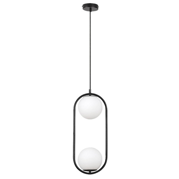 Lampa wisząca czarno-biała Ghita 2xE27x20W wym: 120x21x15 cm Rabalux 952587