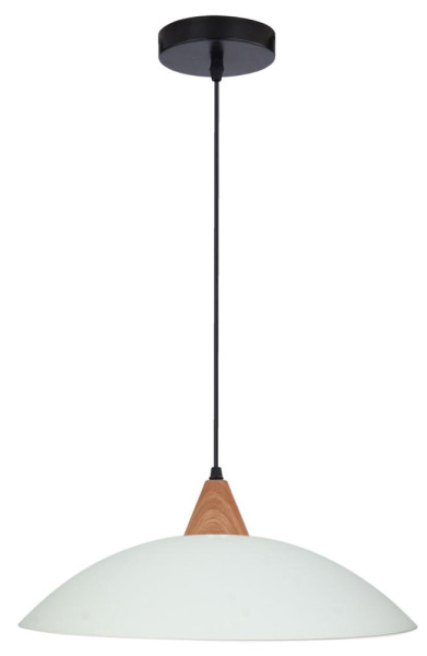 Lampa wisząca czarno-biała-jasne drewno OTRIKS 1xE27x60W Candellux 858469
