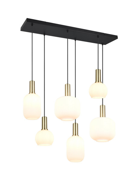 Lampa wisząca czarno-biała-mosiężny DIVA 6xE27x10W wym: 150x92x35 cm Trio 837775