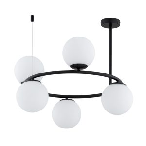 Lampa wisząca czarno-biała RINGO 5xE14x10W wym: 51x54x54 cm Alfa 836242 Lampa wisząca czarno-biała RINGO 5xE14x10W wym: 51x54x54 cm Alfa 836242
