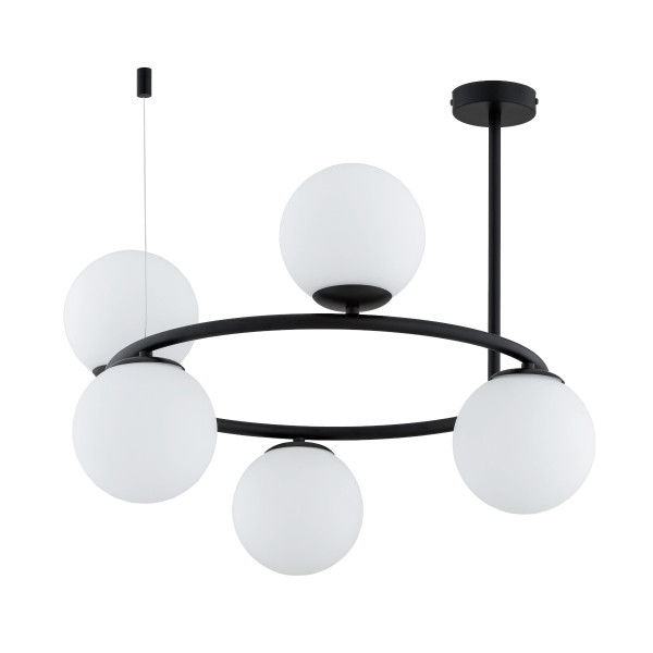 Lampa wisząca czarno-biała RINGO 5xE14x10W wym: 51x54x54 cm Alfa 836242