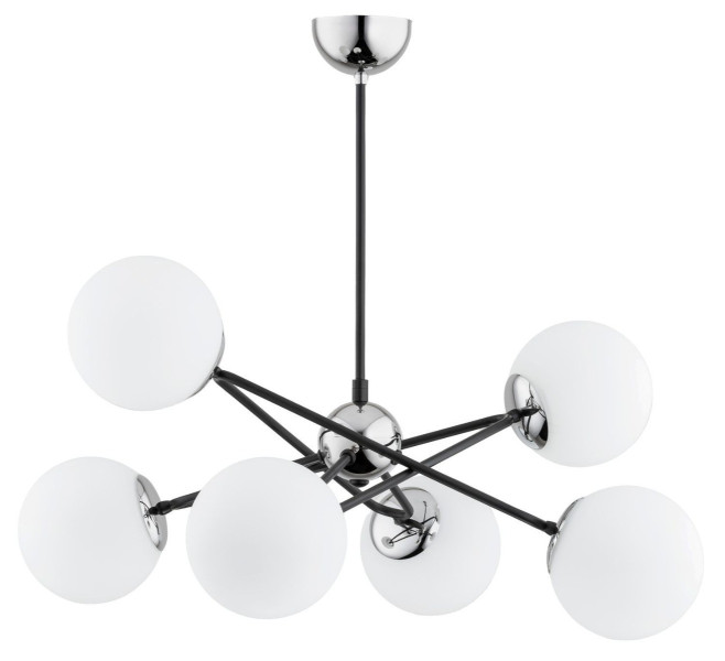 Lampa wisząca czarno-biała SAGITO 6xE14x40W wym: 55x60x62 cm Alfa 851992