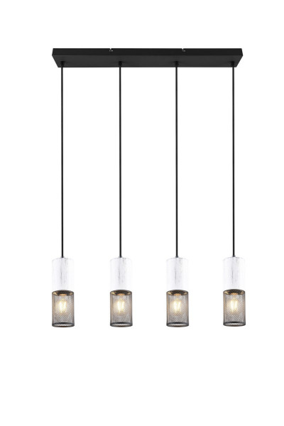 Lampa wisząca czarno-biała TOSH 4xE27x40W wym: 150x65x9 cm Trio 850348